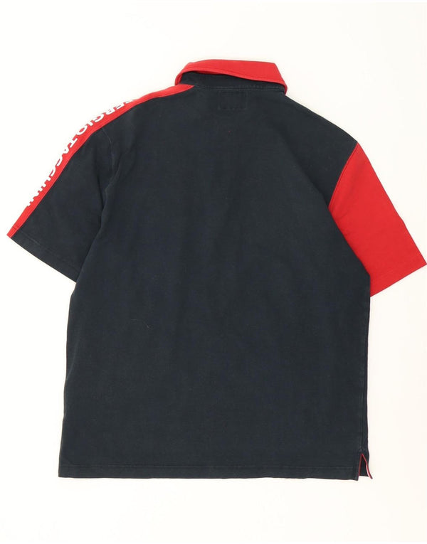 Sergio Tacchini Mens Graphic Polo Shirt Large Navy Blue Colourblock