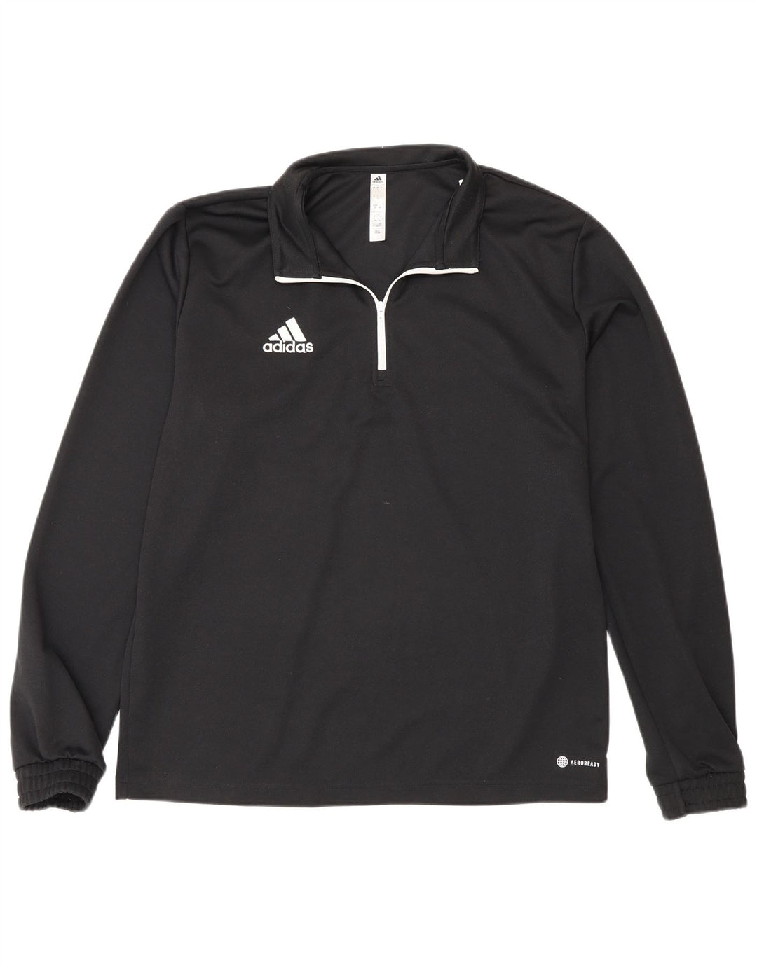Adidas Mens Zip Neck Top Long Sleeve Large Black Polyester Sports