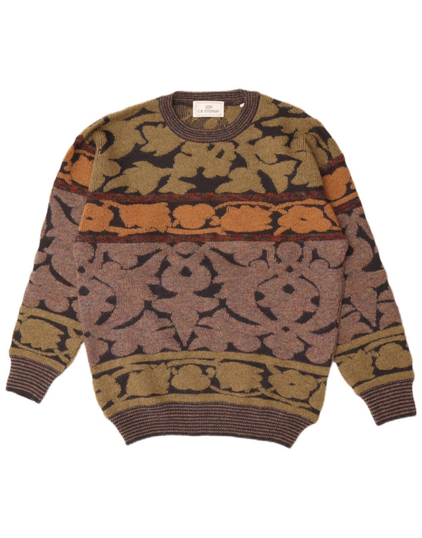 Vintage Mens Crew Neck Jumper Sweater IT 54 XL Multicoloured Floral Wool