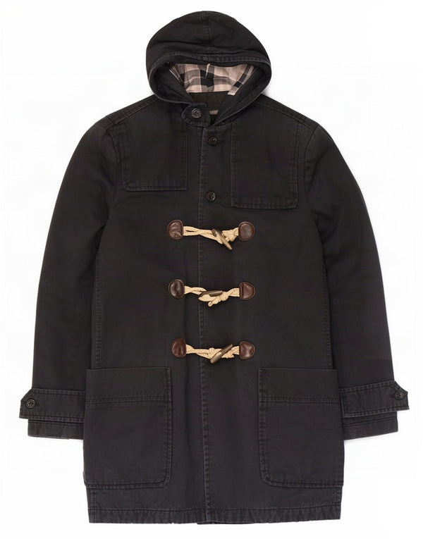 Zara - Trenca con capucha para hombre, talla 36, algodón azul marino pequeño