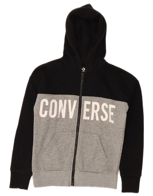Converse Boys Graphic Zip Hoodie Sweater 8-9 Years Small Black Colourblock