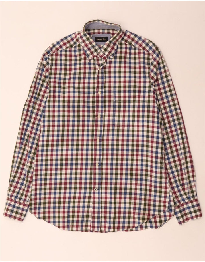 MASSIMO DUTTI Camicia da uomo in flanella di cotone a quadretti multicolore medio