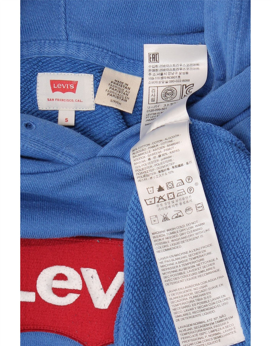 LEVI'S Grafisk hættetrøje til mænd, lille blå bomuld