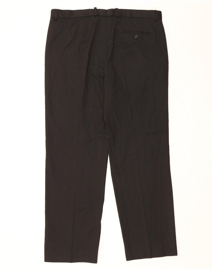 Marks & Spencer Mens Regular Fit Suit Trousers W38 L31 Black Polyester