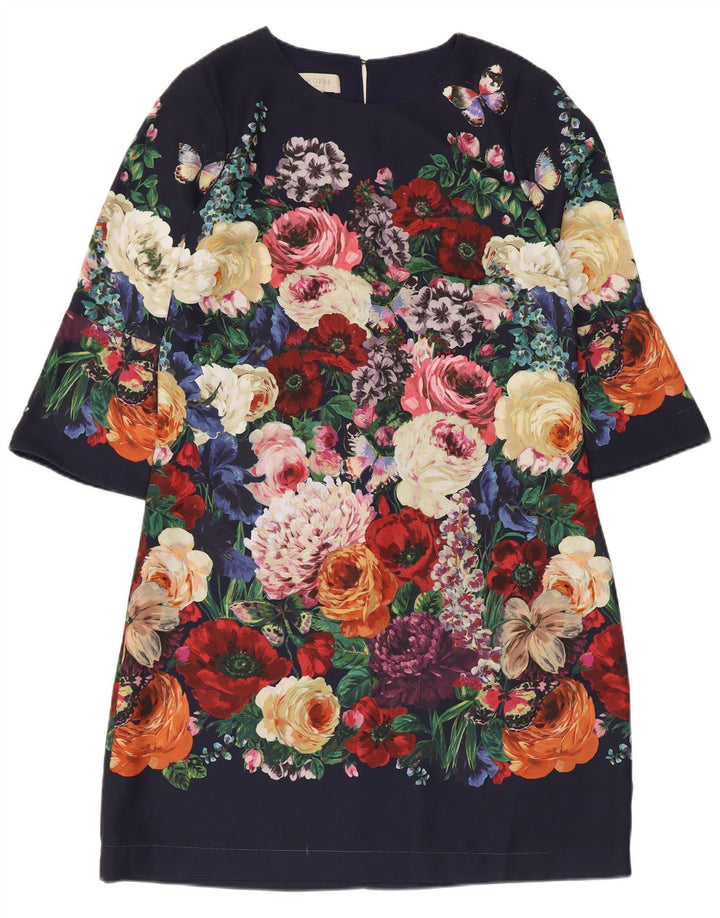Hobbs Womens 3/4 Sleeve Shift Dress UK 12 Medium Multicoloured Floral
