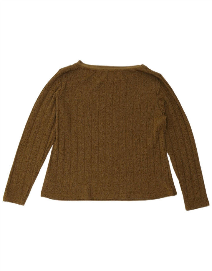 Marks & Spencer Damen Top Langarm UK 12 Medium Khaki Polyester