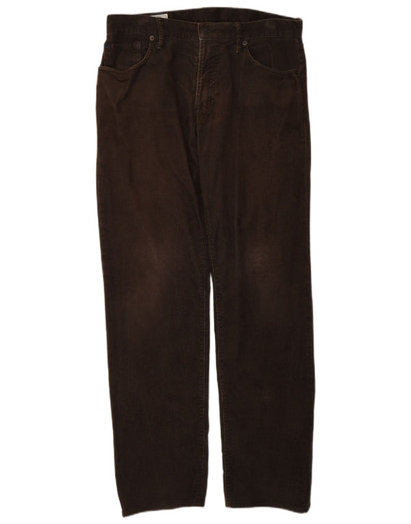 Calça masculina reta de veludo cotelê Gap W32 L32 algodão marrom