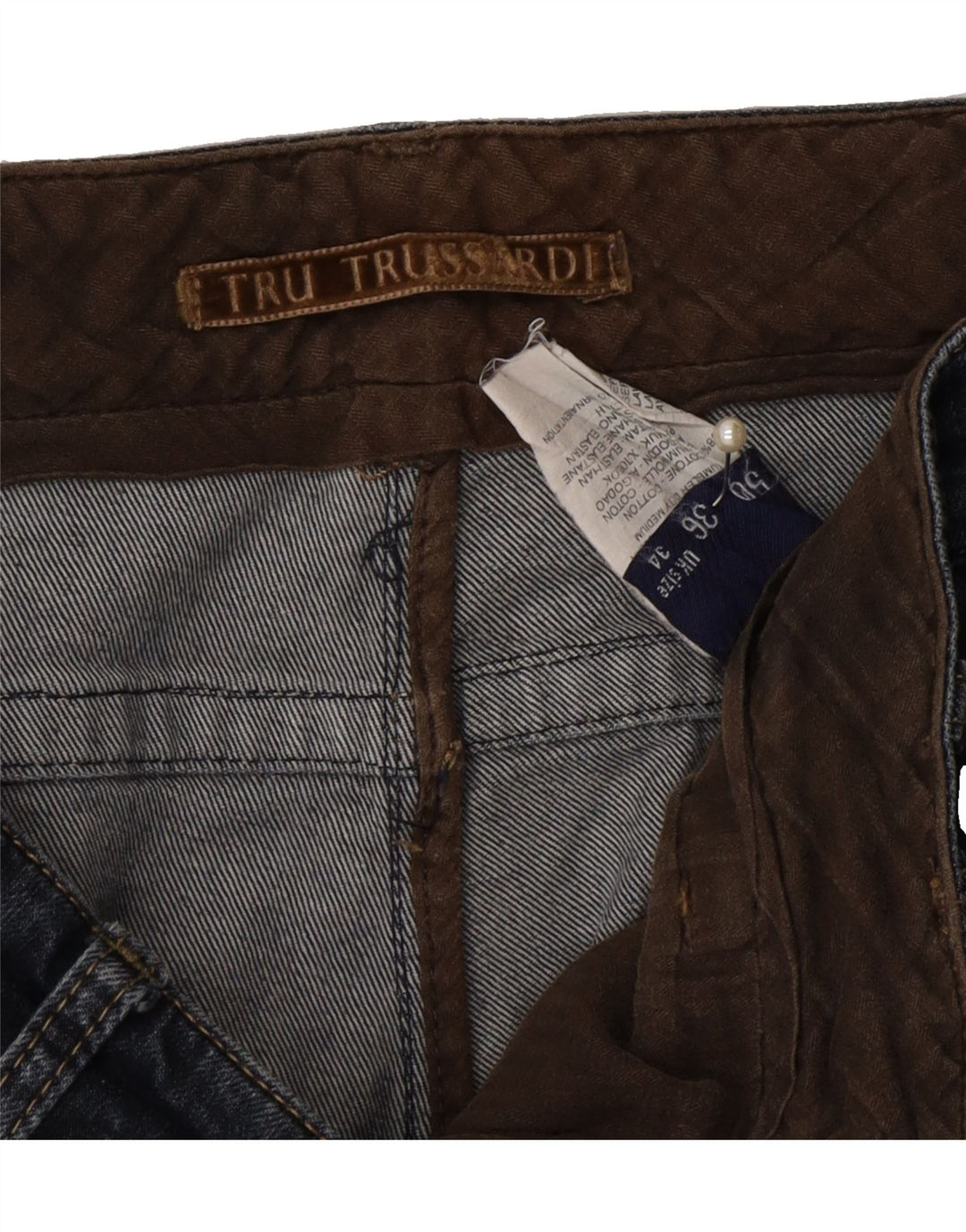 TRUSSARDI Mens Straight Jeans W34 L34 Blue Cotton Vintage Trussardi and Second-Hand Trussardi from Messina Hembry 