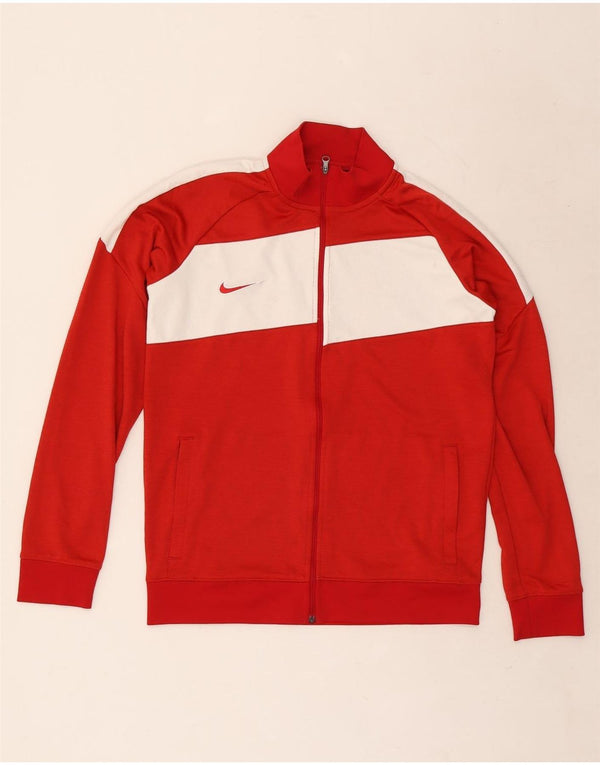 Nike Boys Dri Fit Tracksuit Top Jacket 13-14 Years XL Red Colourblock