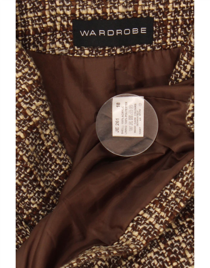 Wardrobe Womens 2 Button Blazer Jacket UK 18 XL Brown Check Acrylic