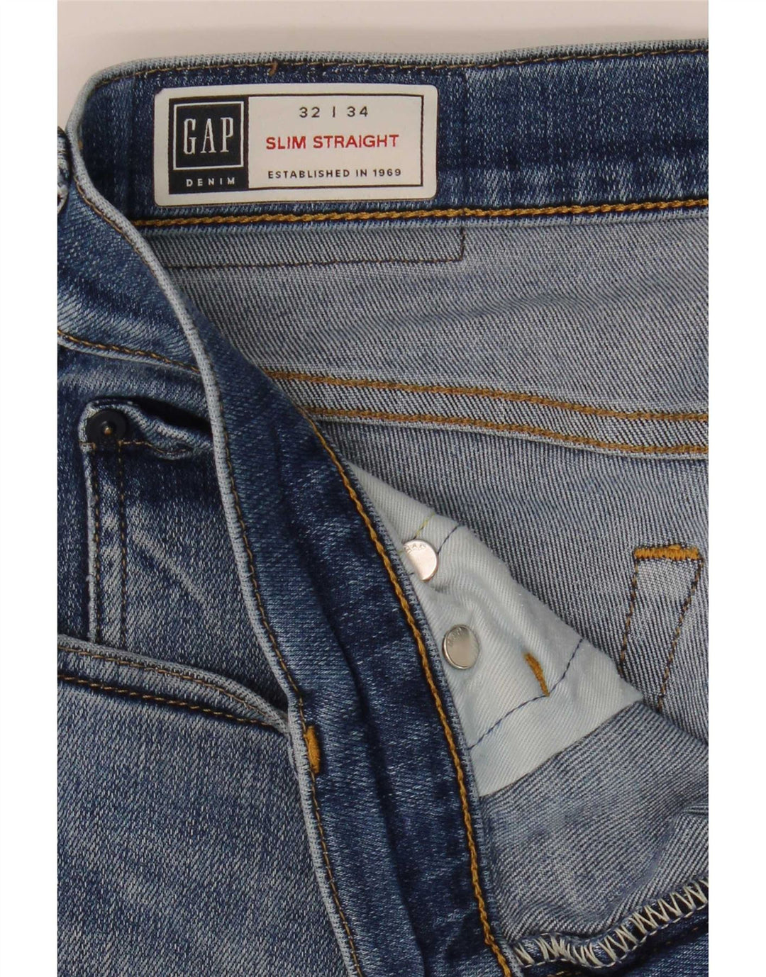 Gap Mens Distressed Slim Straight Jeans W32 L34 Blue Cotton