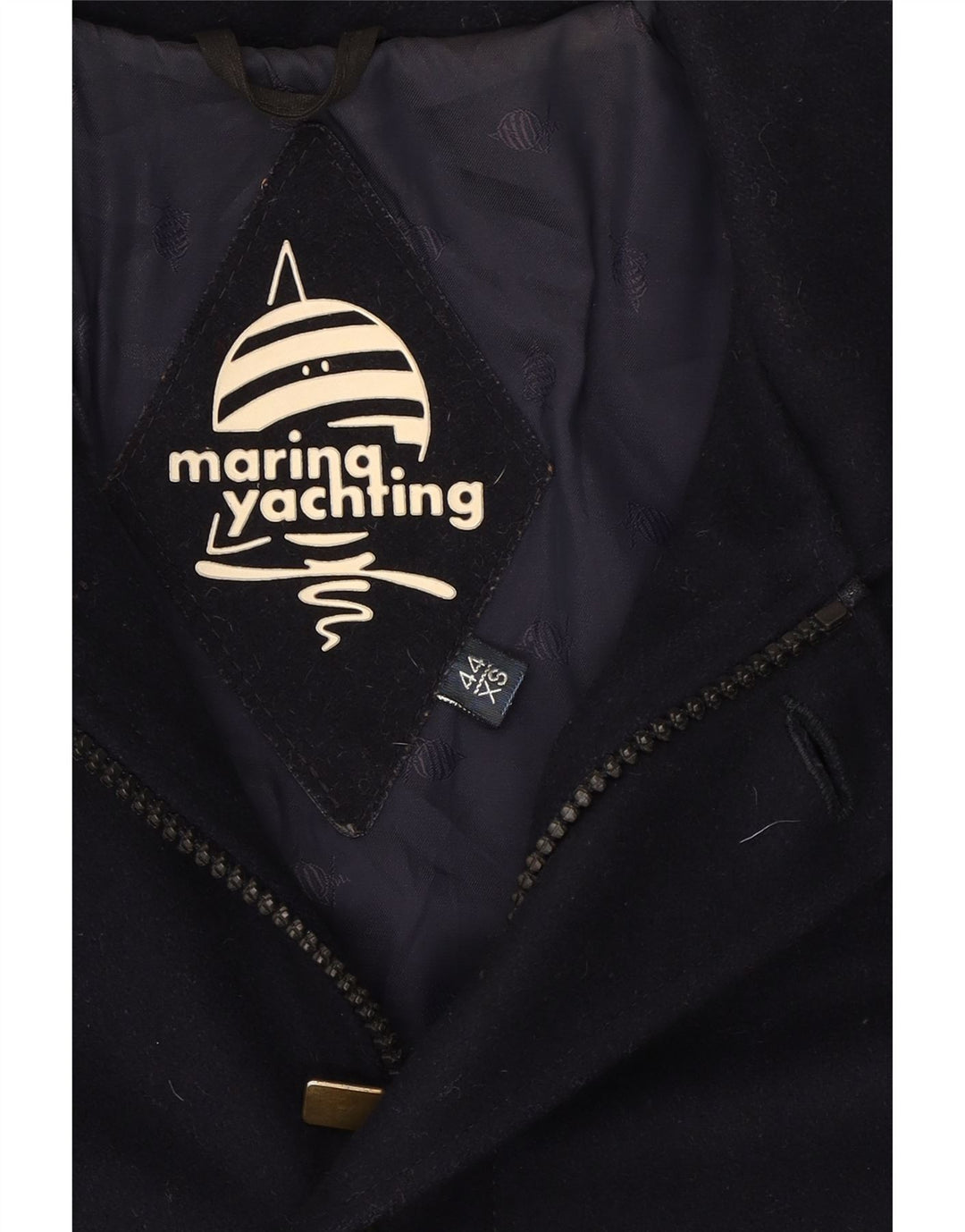 MARINA YACHTING Mens Overcoat  IT 44 XS Navy Blue Wool Vintage Marina Yachting and Second-Hand Marina Yachting from Messina Hembry 