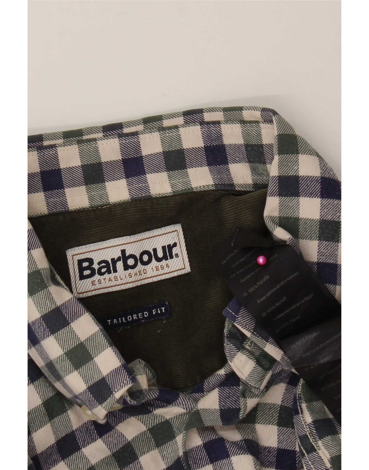 Barbour Camisa De Franela Entallada De Algodón A Cuadros Azul Medio | Hombre