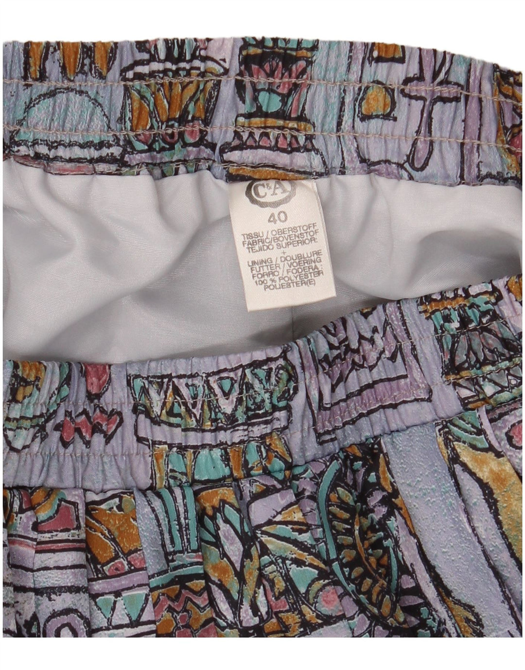 C&A Damen Faltenrock EU 40 Medium W30 Mehrfarbig Geometrisch