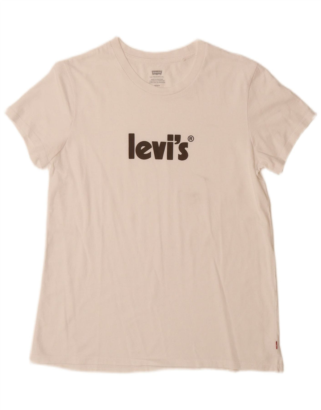 LEVI'S Dame Grafisk T-Shirt Top UK 12 Medium White