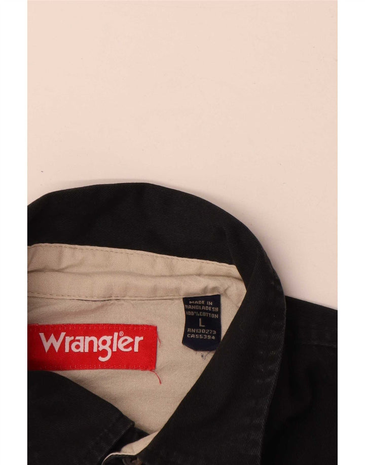 Ανδρικό τζιν πουκάμισο Wrangler μεγάλο μαύρο βαμβακερό