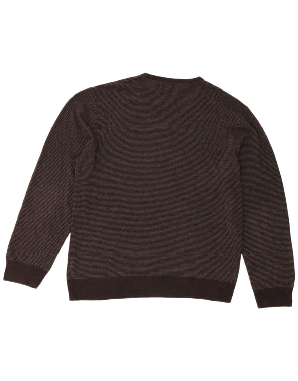 Marks & Spencer Herre V-hals sweater XL Grå nålestribet akryl