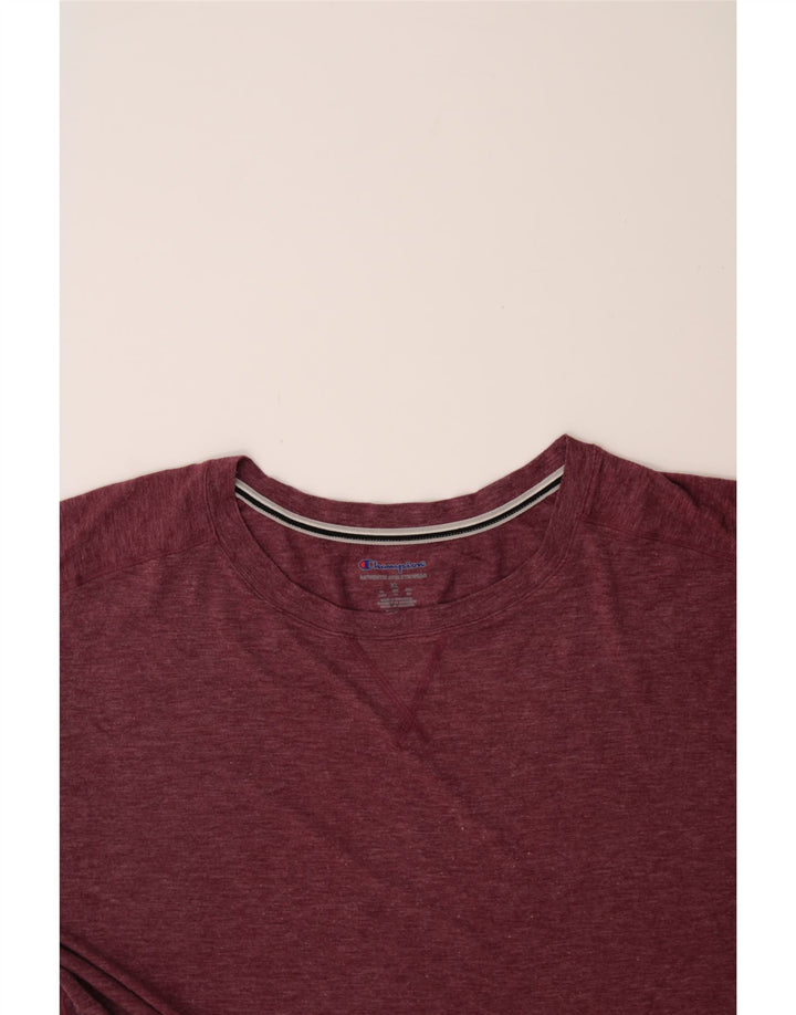 CHAMPION Mens T-Shirt Top XL Burgundy Colourblock Polyester Vintage Champion and Second-Hand Champion from Messina Hembry 