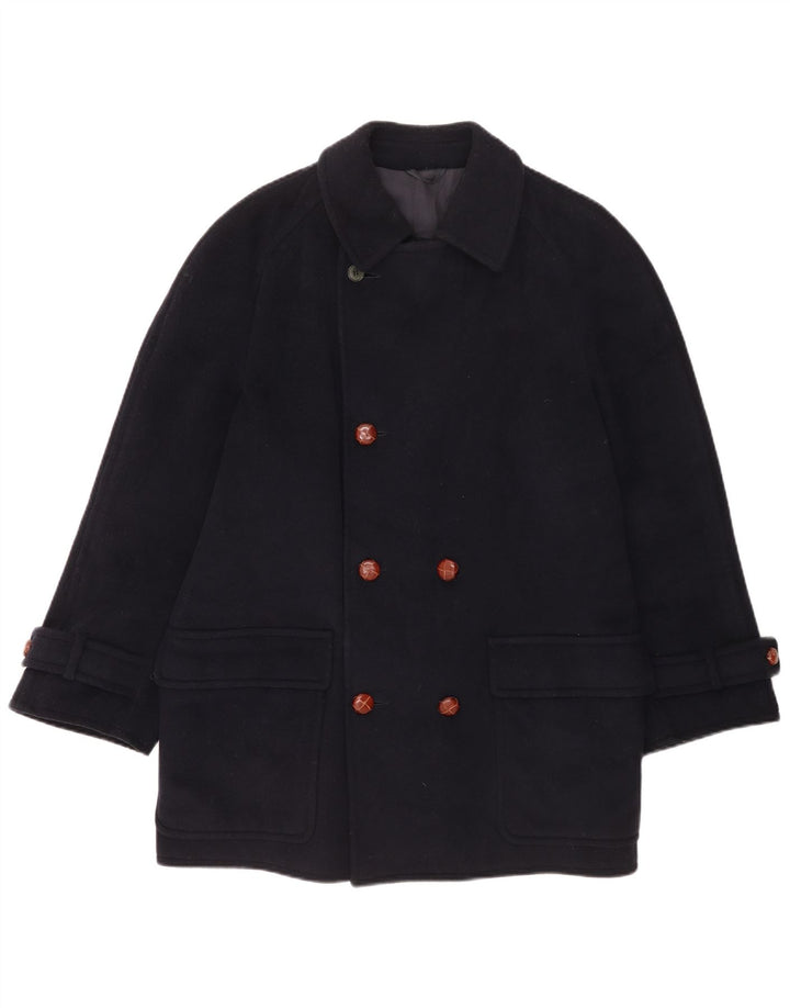 Les Copains Abrigo cruzado para hombre UK 36 Small Lana azul marino