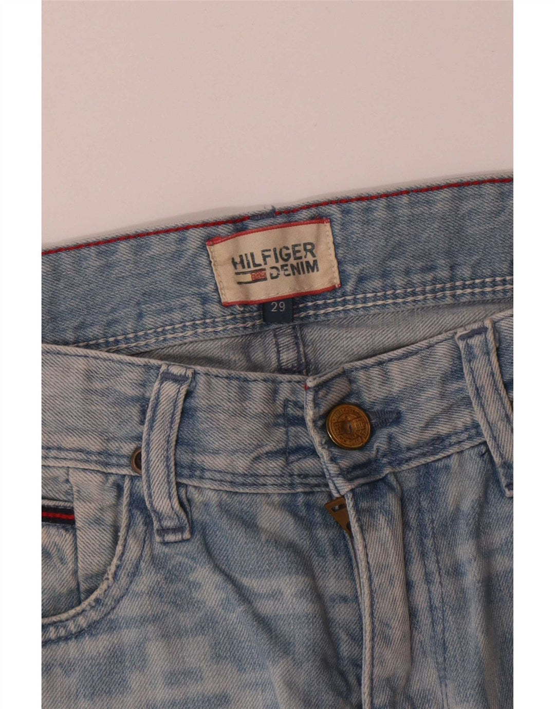 Tommy Hilfiger Herre Denim Shorts W29 Medium Blue Geometrisk Bomuld