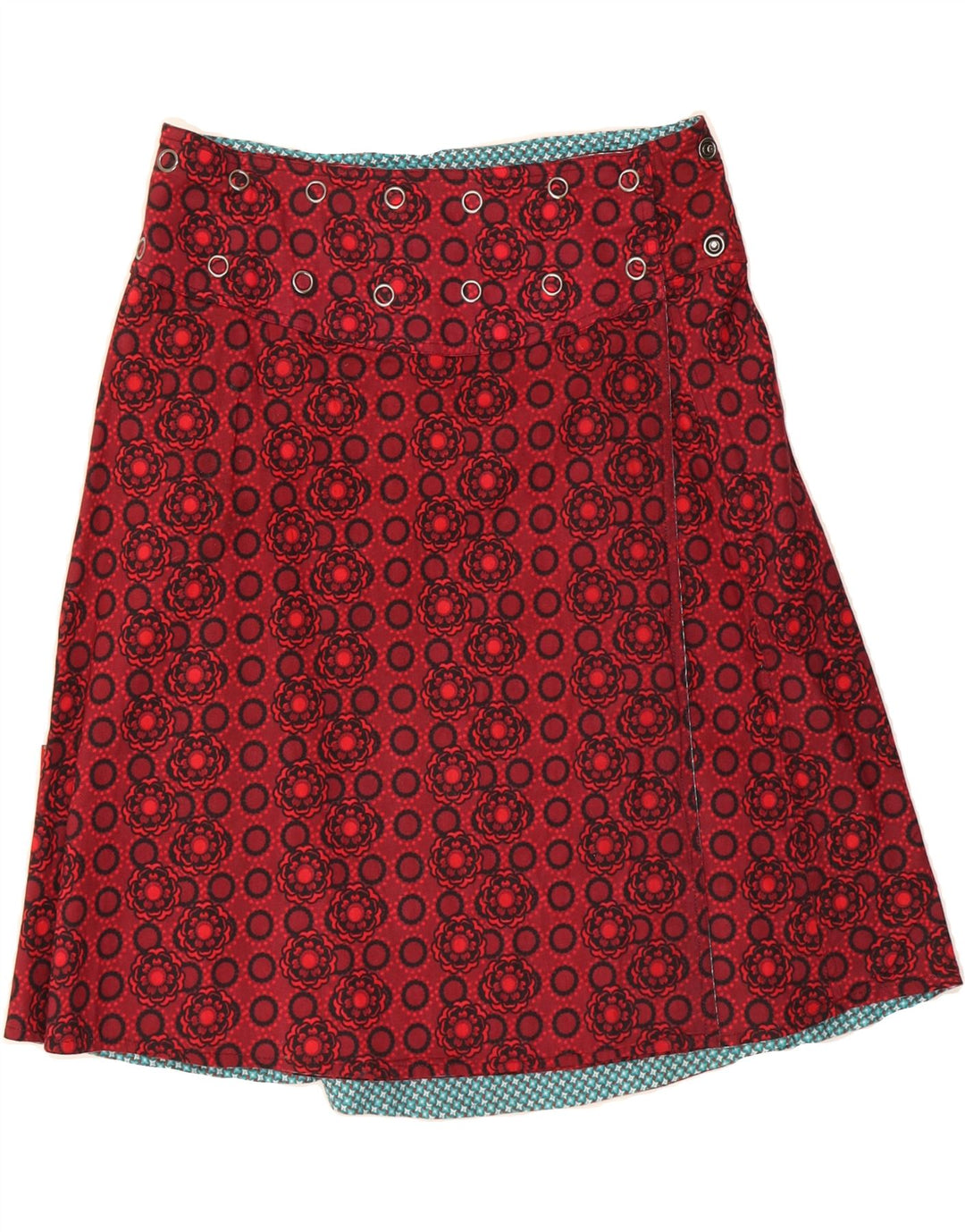 VINTAGE Womens Wrap Skirt W32 Large  Red Floral Vintage Vintage and Second-Hand Vintage from Messina Hembry 