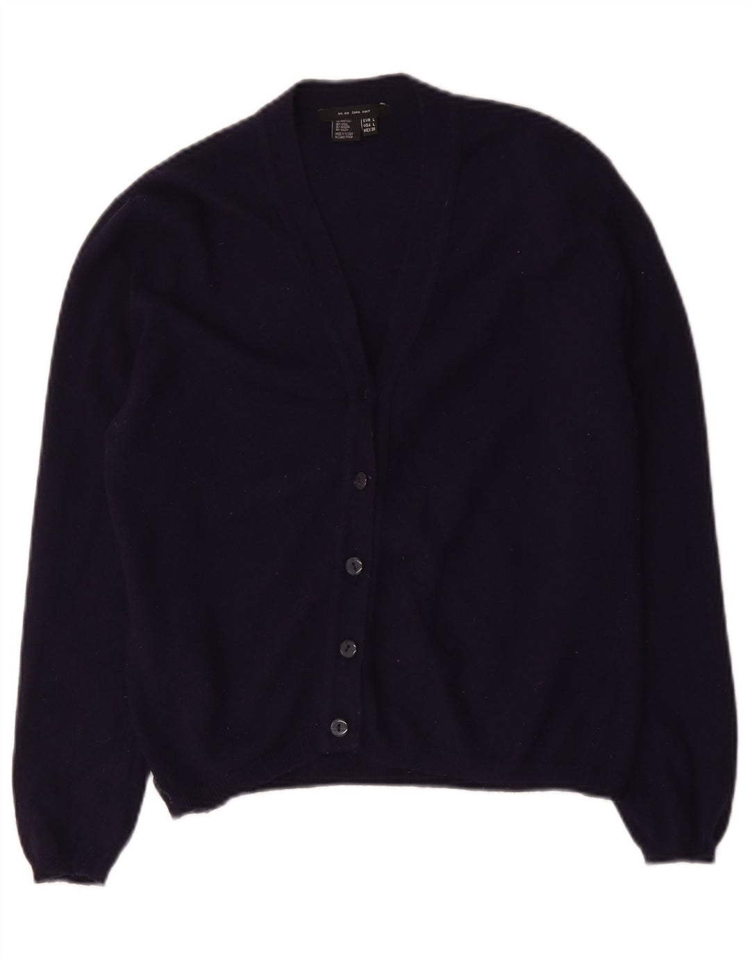 Zara Womens Cardigan Sweater UK 14 Large Navy Blue Wool