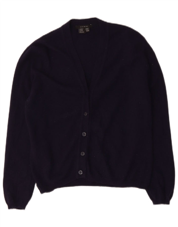 Zara Womens Cardigan Sweater UK 14 Large Navy Blue Wool