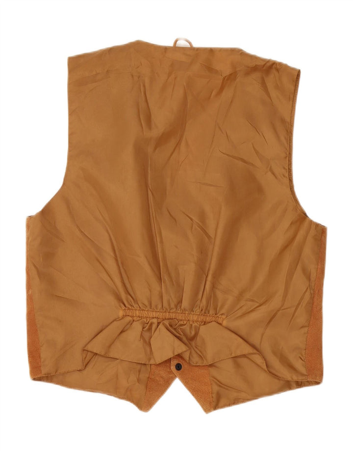Vintage Mens Suede Waistcoat XL Brown Leather