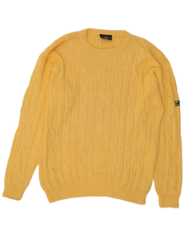 Navigare Mens Crew Neck Jumper Sweater Medium Yellow Cotton
