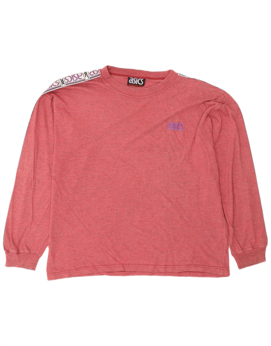 Asics Mens Graphic Top Long Sleeve XL Red Colourblock Cotton