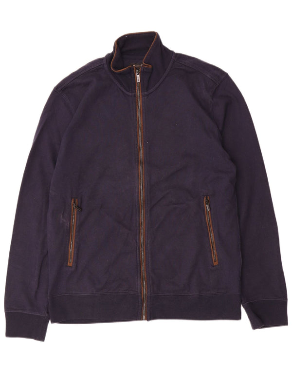 Massimo Dutti Mens Regular Fit Tracksuit Top Jacket Large Navy Blue Cotton