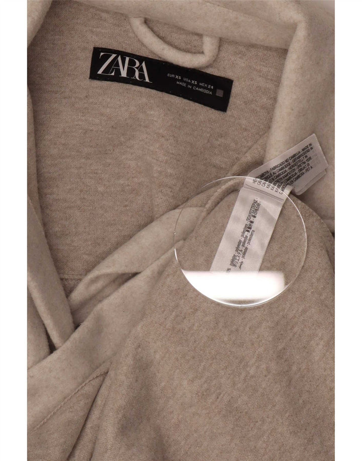 Zara Dame Overshirt Flanell Shirt UK 8 XS Beige Polyester