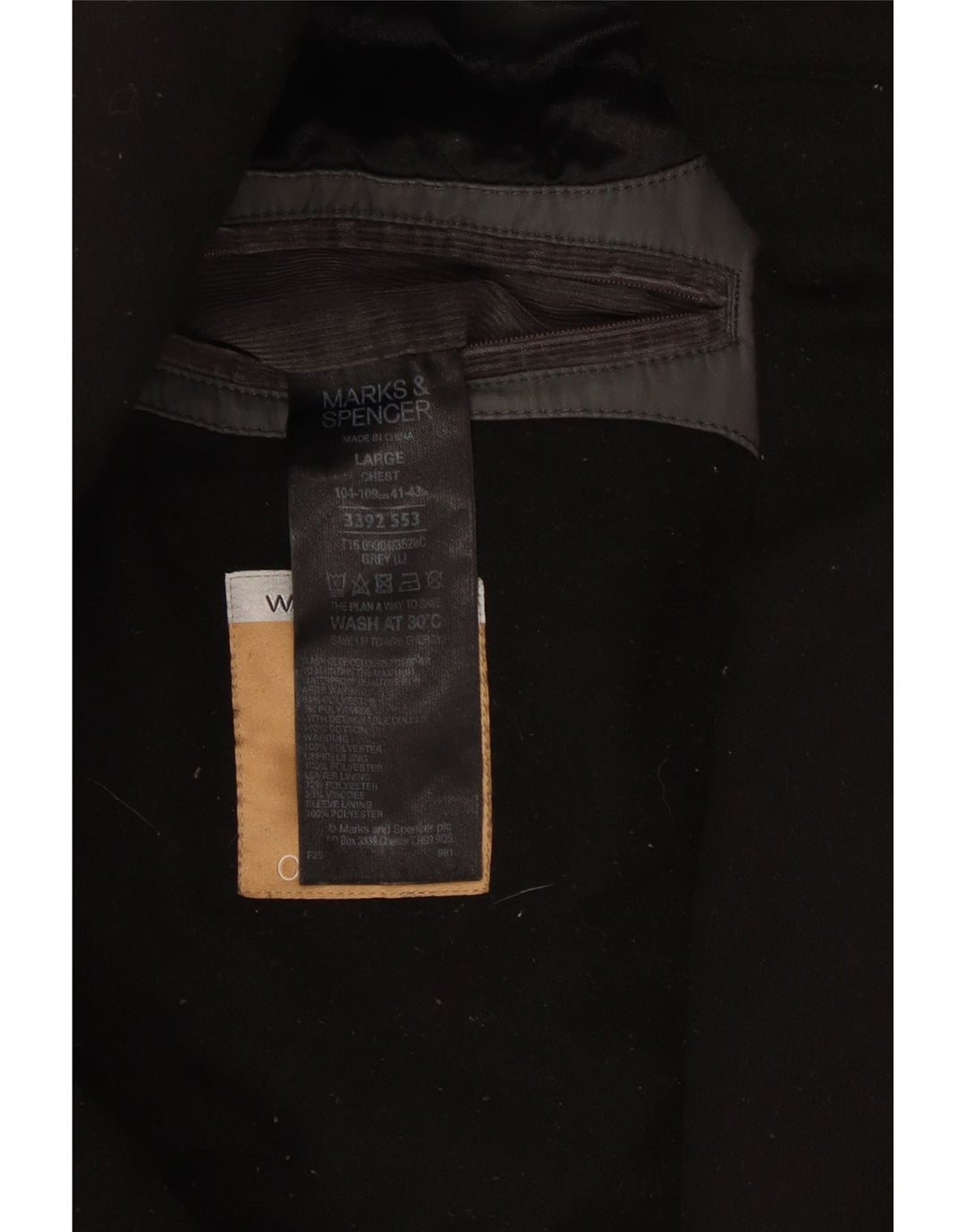 Marks & Spencer Mens Utility Jacket UK 40 Large Grey Polyester
