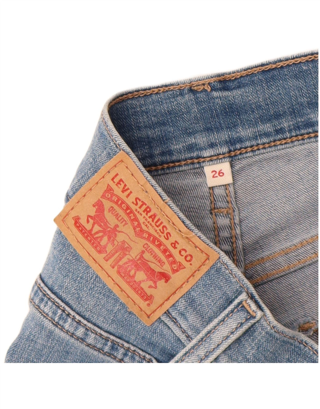Damskie spodenki jeansowe Levi's w trudnej sytuacji W26, małe, niebieskie, bawełniane
