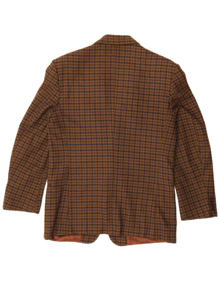 vintage Mens 2 Bouton Blazer Veste IT 48 Marron Moyen Check Virgin Wool