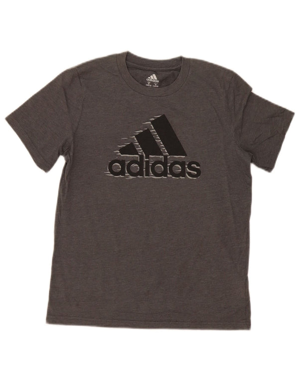 T-shirt grafica da ragazzo Adidas Top 10-11 anni in cotone grigio medio
