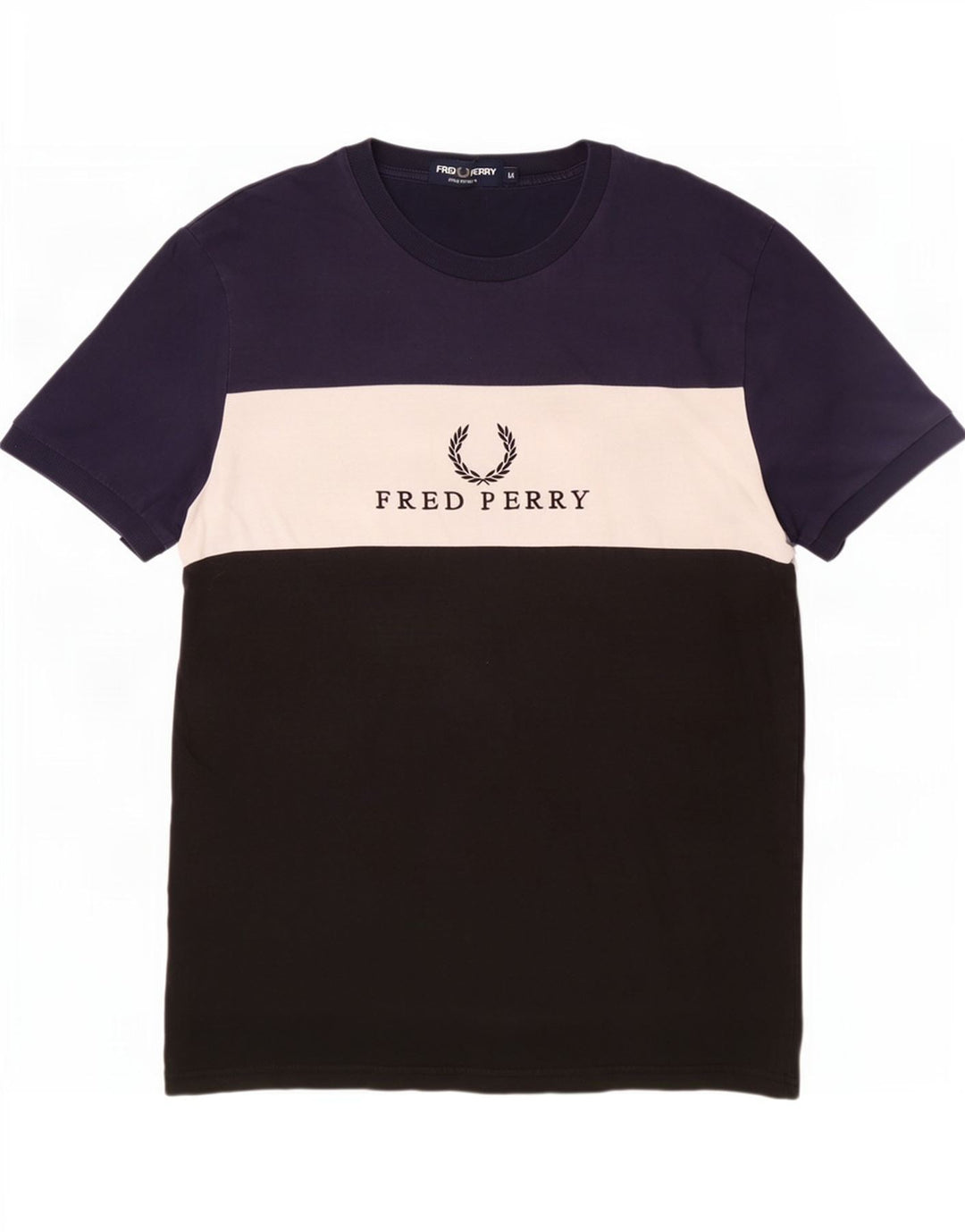 Tricou cu grafic Fred Perry pentru bărbați Top mediu negru din bumbac color bloc
