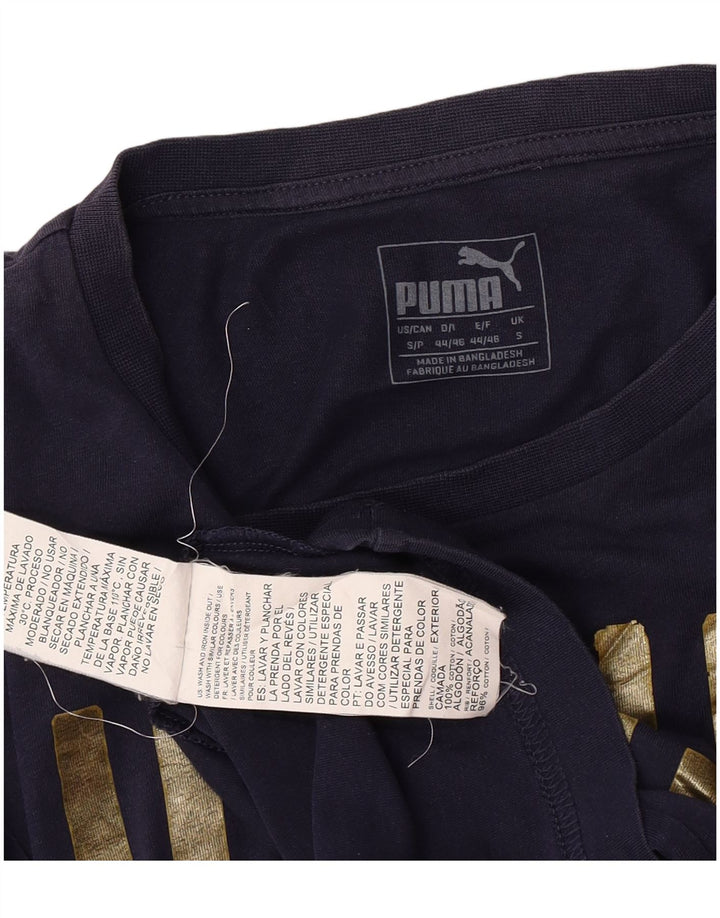 Puma Mens Graphic T-Shirt Top Small Navy Blue Cotton