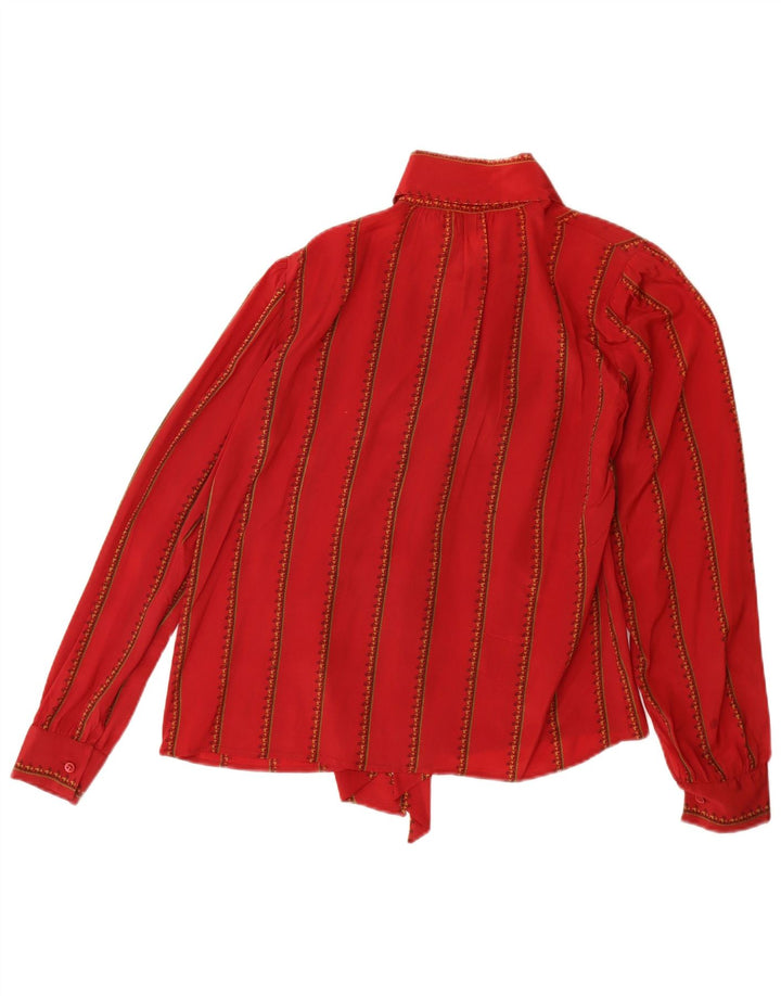 MIMMINA Dame Front Tie Langærmet Bluse Top UK 14 Stor rød stribet
