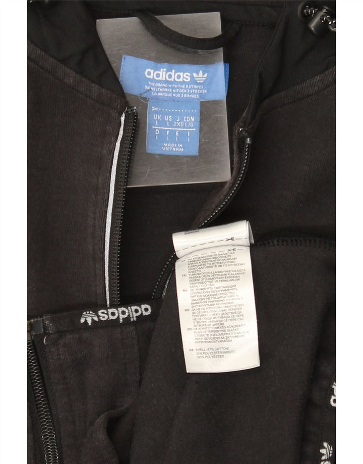 Adidas Mens Zip Hoodie Sweater Large Black Cotton