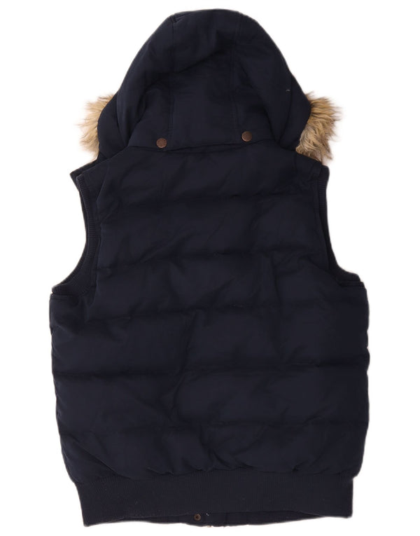Chaleco acolchado con capucha para mujer Fat Face UK 40 Medium Azul marino Algodón
