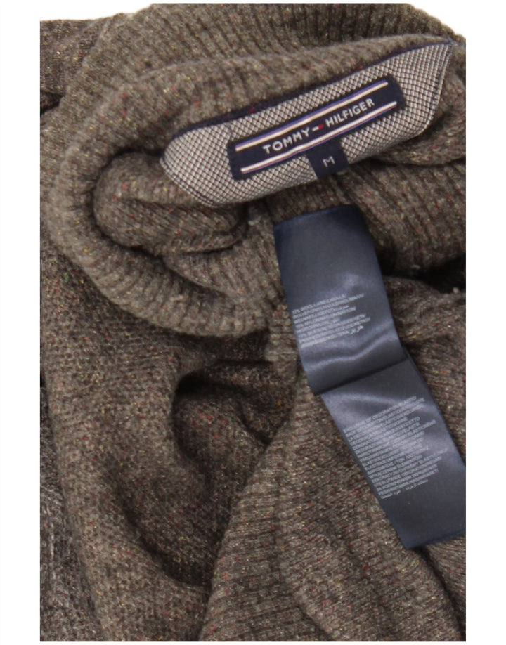 Tommy Hilfiger Herren-Pullover mit Knopfkragen, mittelgraue Wolle