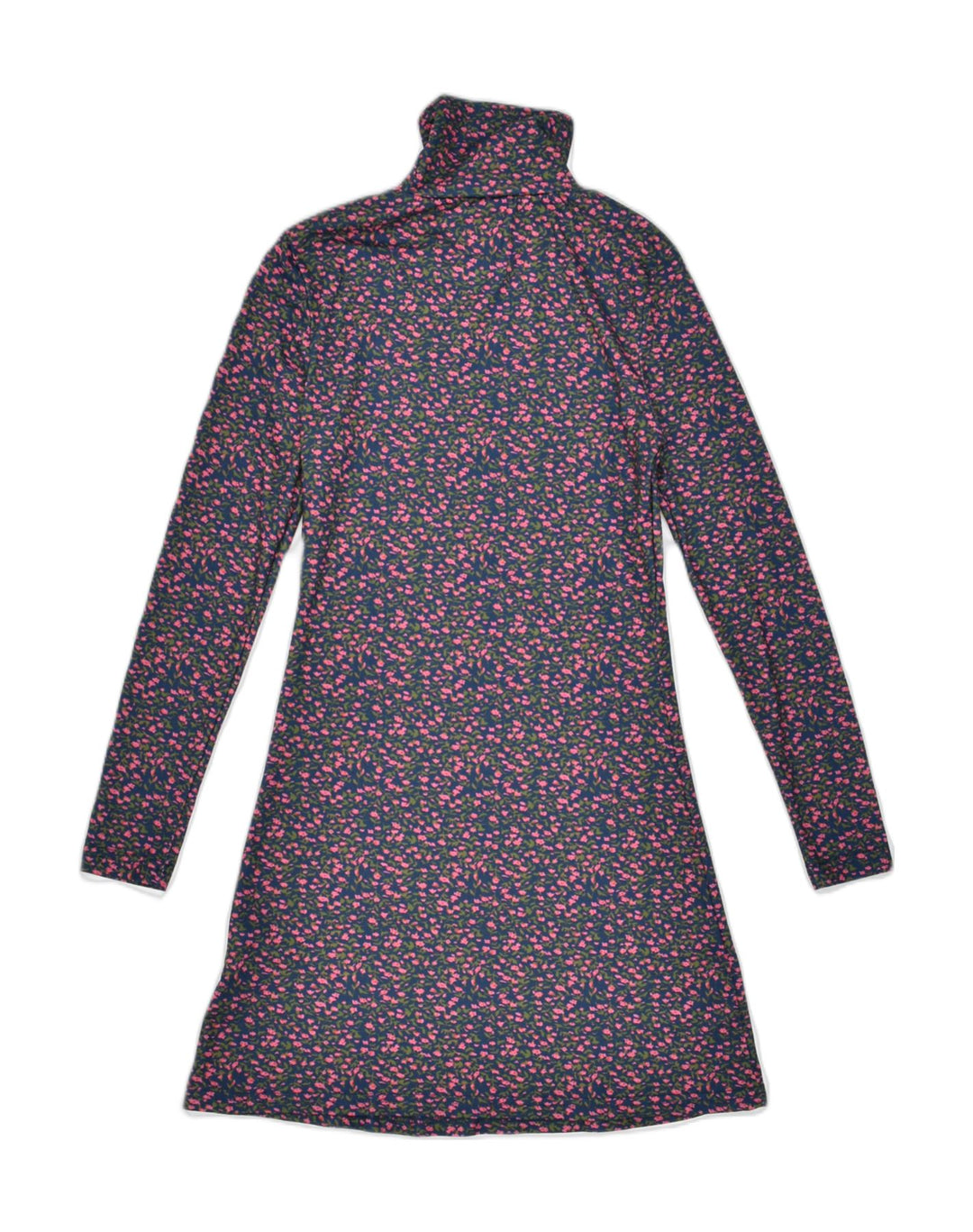 SHEIN Womens Long Sleeve A-Line Dress UK 6 XS Navy Blue Floral Cotton | Vintage | Thrift | Second-Hand | Used Clothing | Messina Hembry 