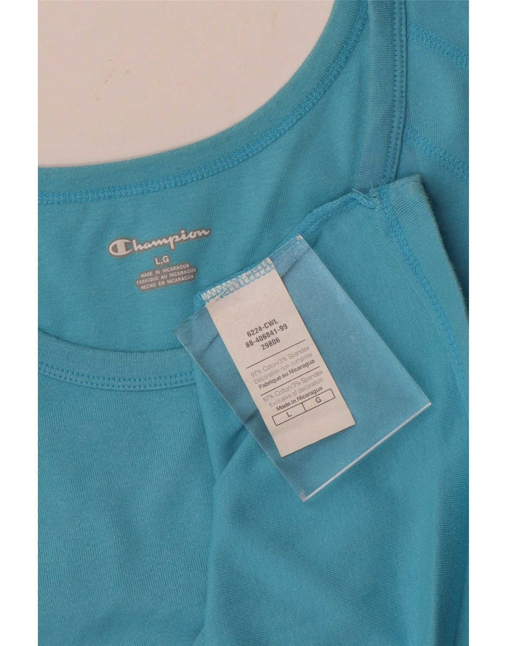 Champion Womens Vest Top UK 14 Large Blue Cotton