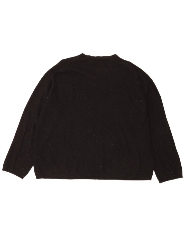Zara Dame Oversized Crew Neck Jumper Sweater UK 14 Medium Black Wool