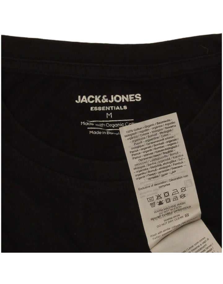 Jack & Jones Mens T-Shirt Top Medium Black Cotton