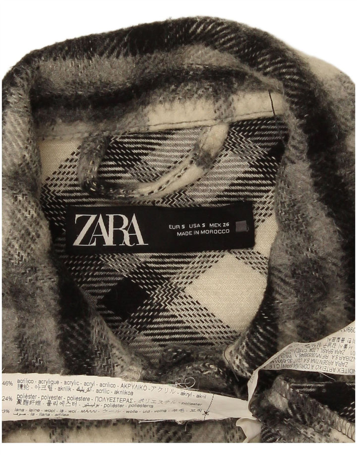 Zara Womens Oversized Overshirt Flannel Shirt UK 10 Small Black Check