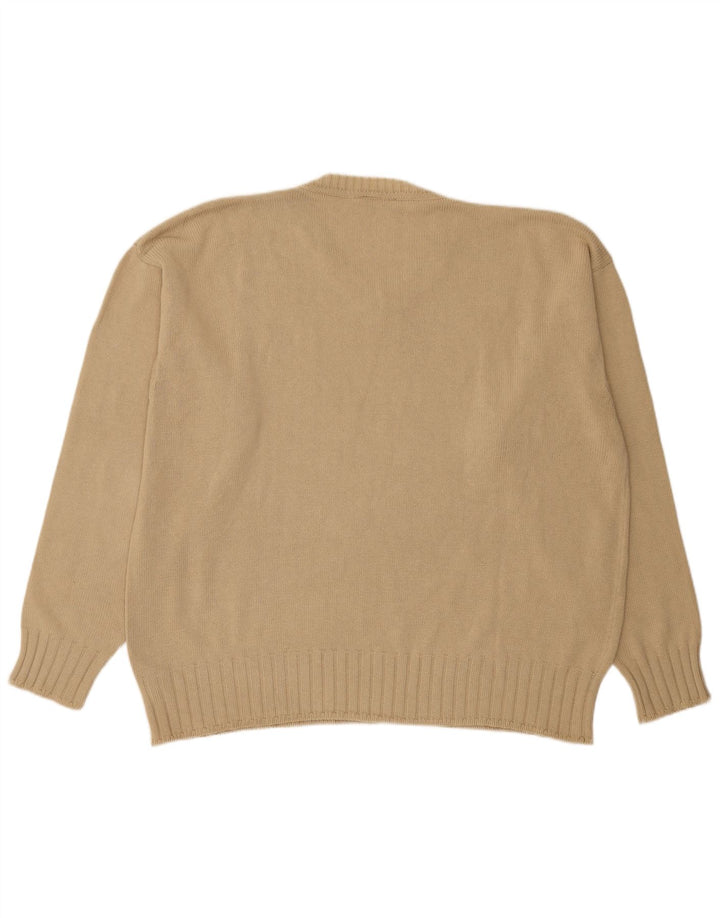 Dockers Mens V-Neck Jumper Sweater 2XL Beige Cotton