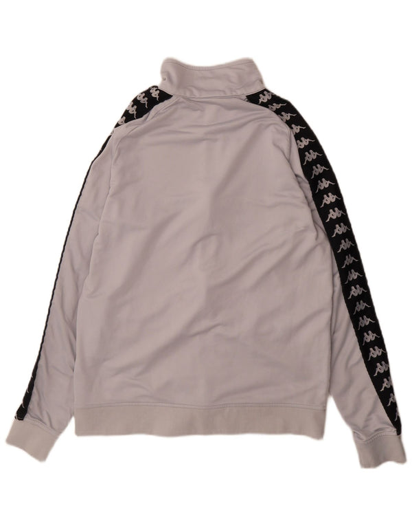 Kappa Womens Graphic Tracksuit Top Jacket UK 16 Large Grey Colourblock