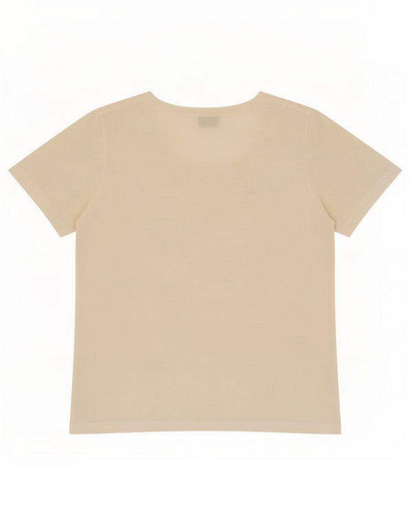 T-shirt da donna Lacoste IT 48 XL in cotone bianco sporco